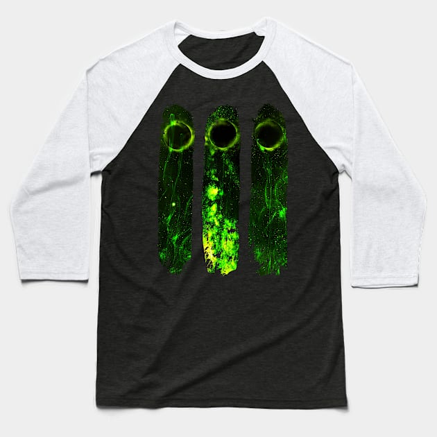 Alien Life - Planets and Stars (Green Space Plasma) Baseball T-Shirt by Area31Studios